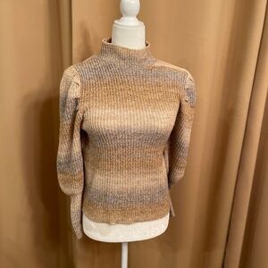 NEW! Leith Spacedyed Mock Neck, Puff Sleeve Sweater Size XS NWT!